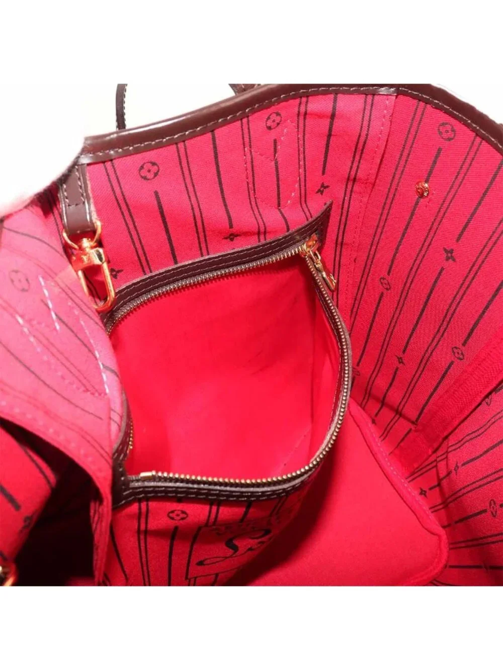 Louis Vuitton Damier Neverfull MM Tote Ebene Cerise Brown